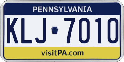 PA license plate KLJ7010