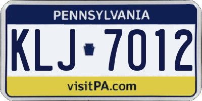PA license plate KLJ7012