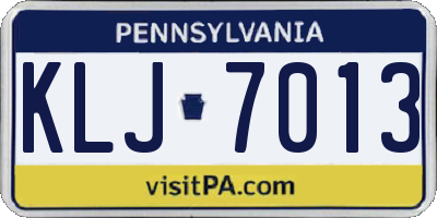 PA license plate KLJ7013