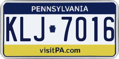 PA license plate KLJ7016