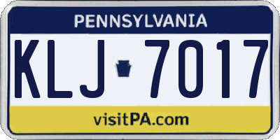 PA license plate KLJ7017