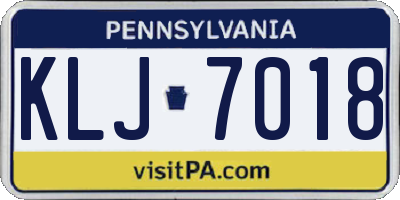 PA license plate KLJ7018