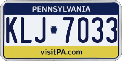 PA license plate KLJ7033