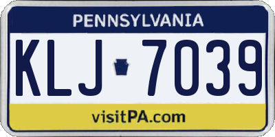 PA license plate KLJ7039