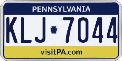 PA license plate KLJ7044