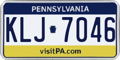 PA license plate KLJ7046