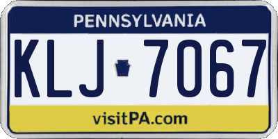 PA license plate KLJ7067