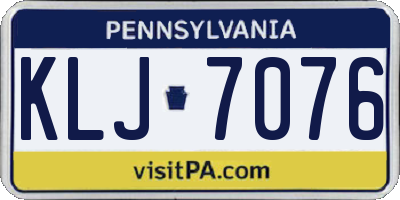 PA license plate KLJ7076