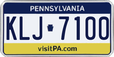 PA license plate KLJ7100