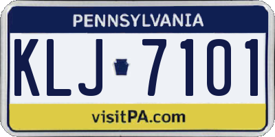 PA license plate KLJ7101