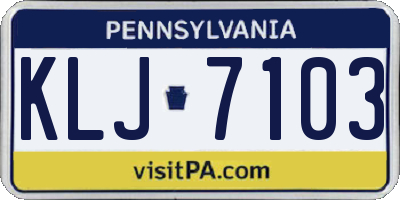 PA license plate KLJ7103