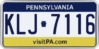 PA license plate KLJ7116