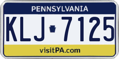 PA license plate KLJ7125