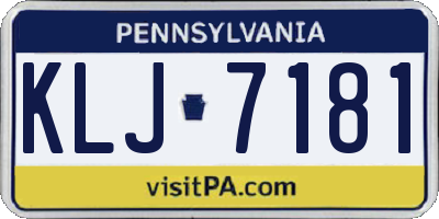 PA license plate KLJ7181