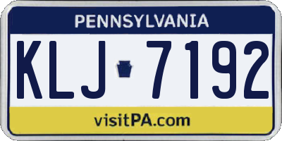 PA license plate KLJ7192