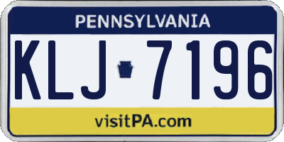 PA license plate KLJ7196