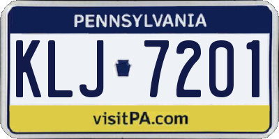 PA license plate KLJ7201