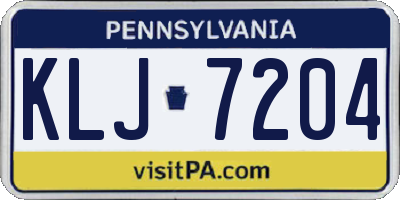PA license plate KLJ7204