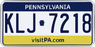 PA license plate KLJ7218