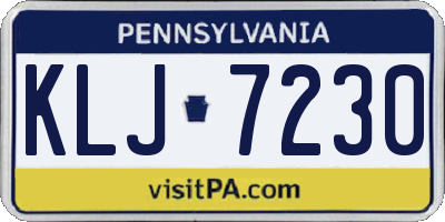 PA license plate KLJ7230