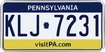 PA license plate KLJ7231