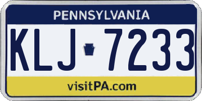 PA license plate KLJ7233