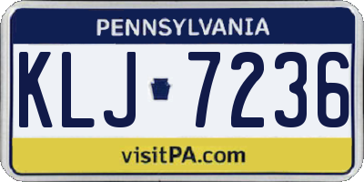 PA license plate KLJ7236