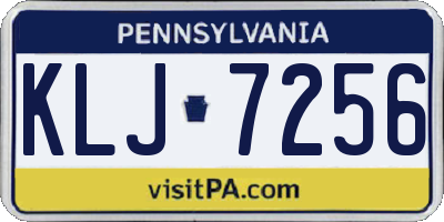 PA license plate KLJ7256