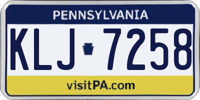 PA license plate KLJ7258