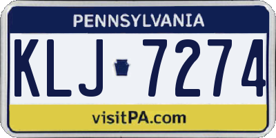 PA license plate KLJ7274