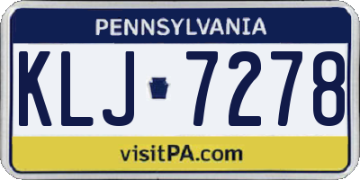 PA license plate KLJ7278