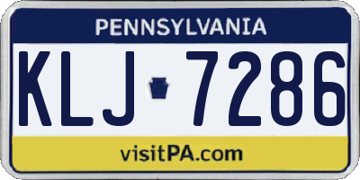 PA license plate KLJ7286