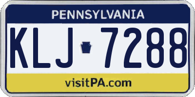 PA license plate KLJ7288