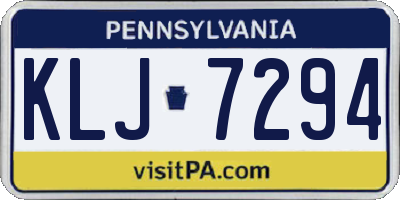 PA license plate KLJ7294