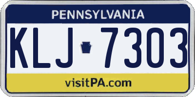 PA license plate KLJ7303