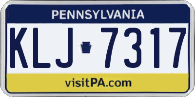 PA license plate KLJ7317