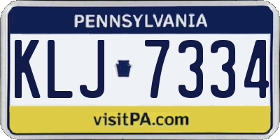 PA license plate KLJ7334
