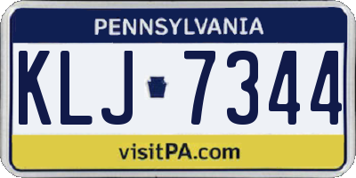 PA license plate KLJ7344