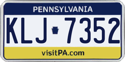 PA license plate KLJ7352