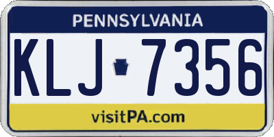 PA license plate KLJ7356