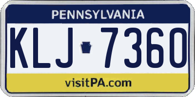 PA license plate KLJ7360