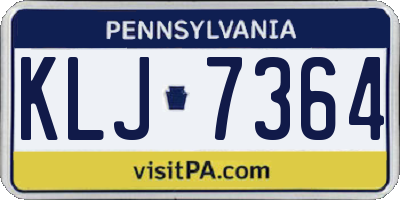 PA license plate KLJ7364