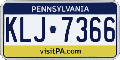 PA license plate KLJ7366