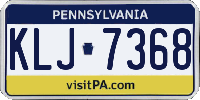 PA license plate KLJ7368