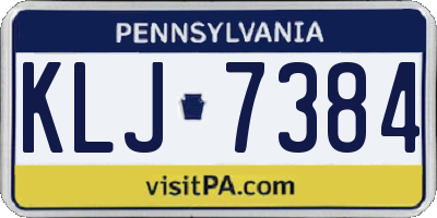 PA license plate KLJ7384