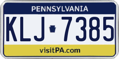 PA license plate KLJ7385