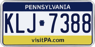 PA license plate KLJ7388