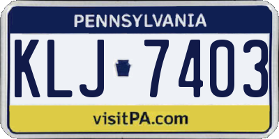 PA license plate KLJ7403