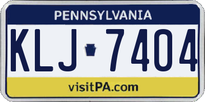 PA license plate KLJ7404