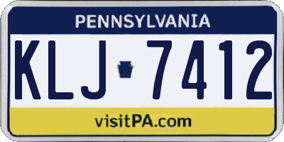 PA license plate KLJ7412